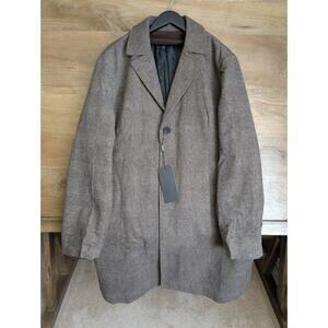 Wulful Long Blazer Coat Mens XL Tan Quilted Lined Wool Classic Fit Notch NWT